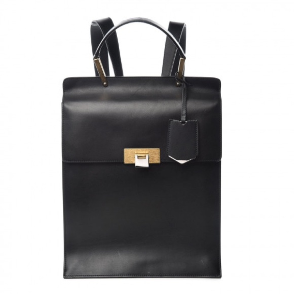 Balenciaga Black Leather Top-Handle Backpack with Gold Hardware